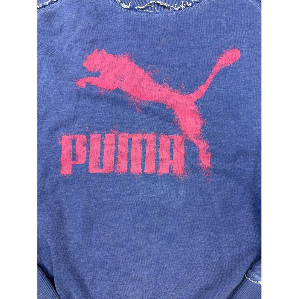 Puma Sportlifestyle Blue Pink Distressed Logo Sweatshirt 828626 Womens Large - Picture 3 of 8